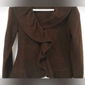 Wool Peplum Style Blazer with Ruffled Collar